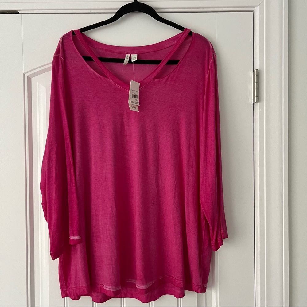 Cato Fuchsia V-Neck Blouse
